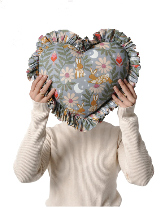 Moon Grey Heart Pillow