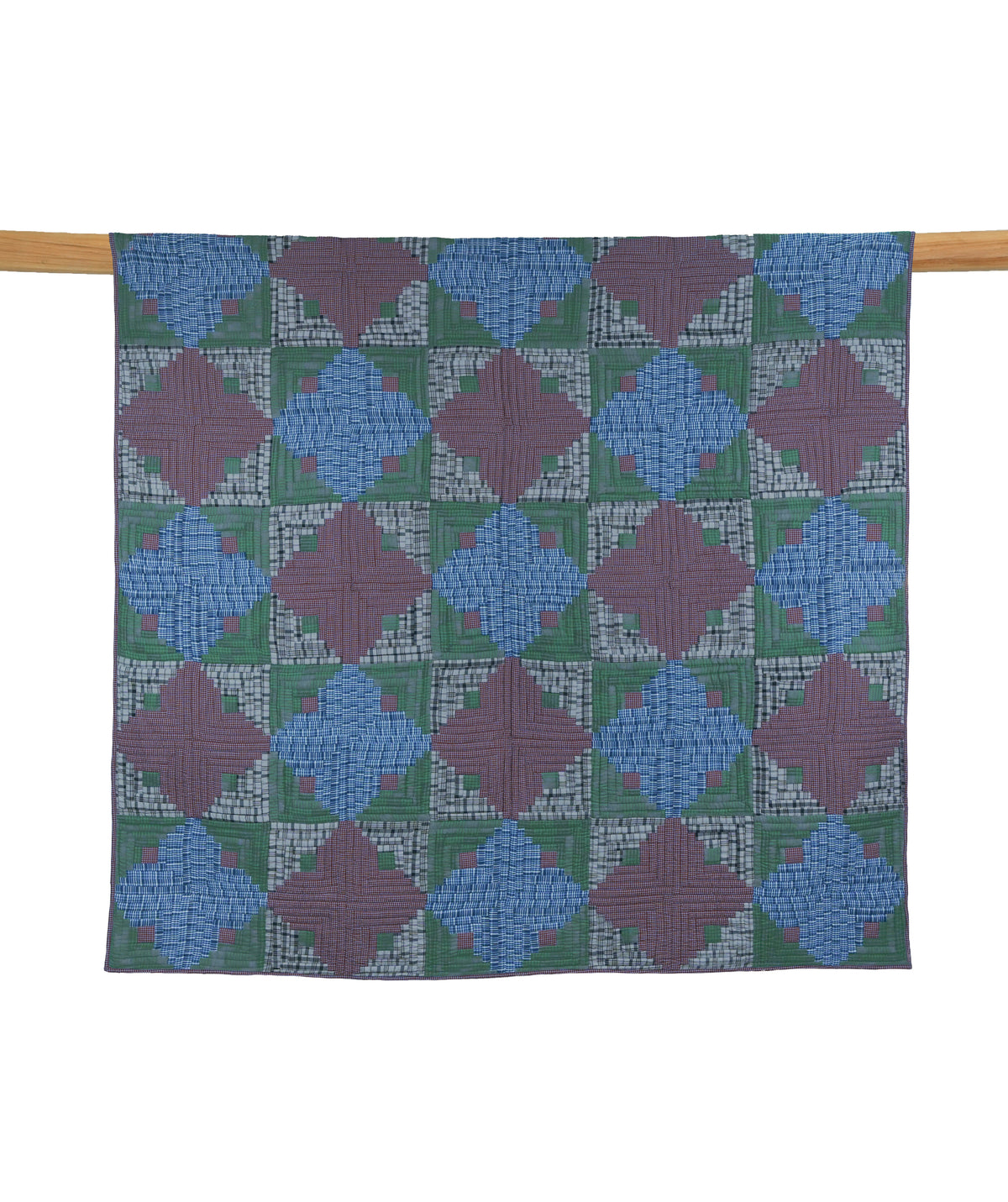 Log Cabin King Size Patchwork Quilt Set