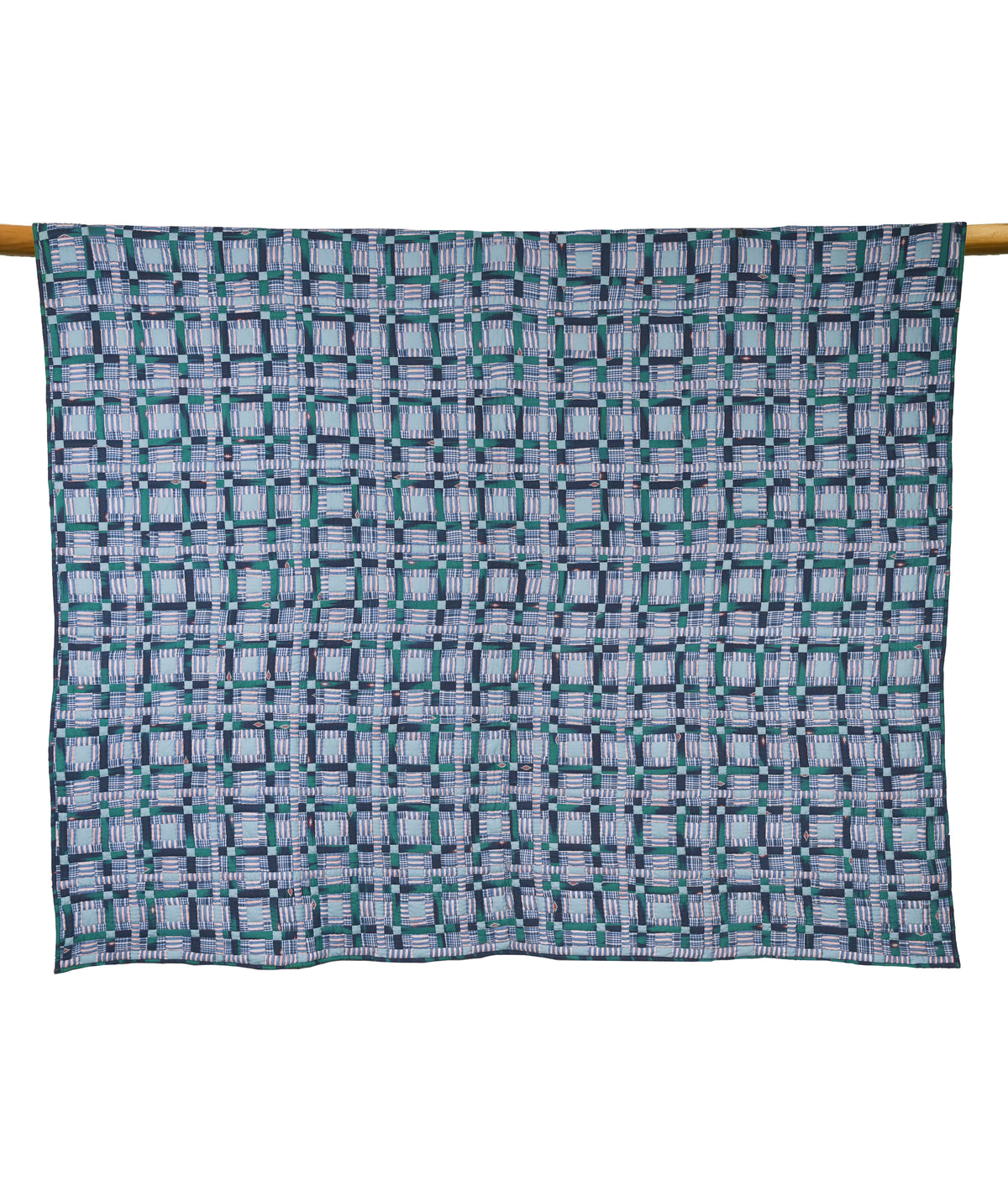 'Jhilmil, In Checks' King Size Patchwork Quilt Set